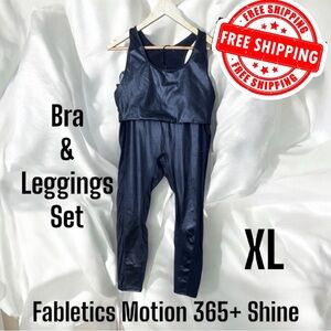 Fabletics Motion365 + Shine Bra & Leggings Set Size XL Black FREE SHIPPING